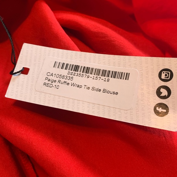 NWT True Red “Paige” Ruffle Wrap Blouse - Picture 6 of 9